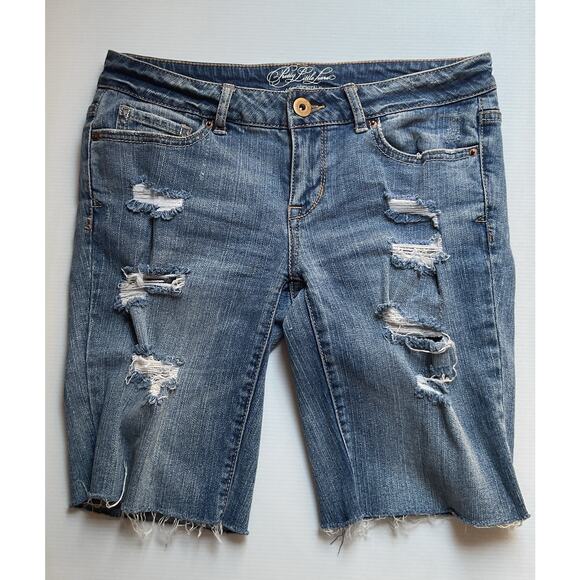 Aeropostale Pretty Little Liars Distressed Bermuda Denim  Women’s Sz 2 Jorts - Picture 1 of 7